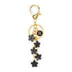 Daisy Flower Initial Letter - Bag Charm (Black)